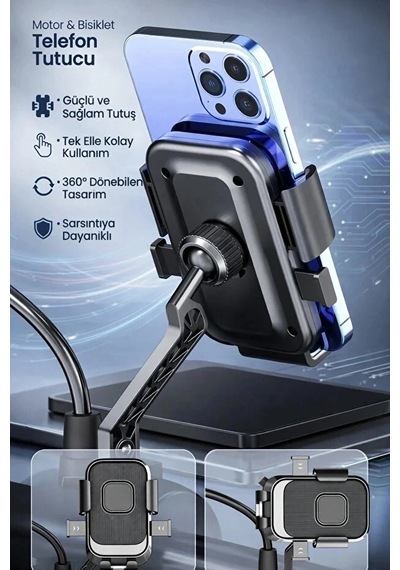 Xy-089 Motosiklet & Bisiklet Ayna Baglantılı Telefon Tutucu