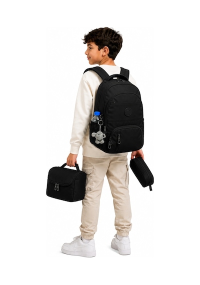 İlk Okul Çantası 3'lü Seti Unisex Çocuk İlkokul Çantası Bvt-8010 Siyah Siyah