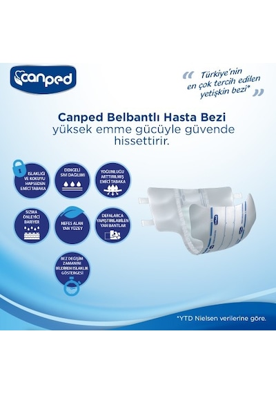 Canped Belbantlı Hasta Bezi Extra Büyük Boy Large 60lı XL