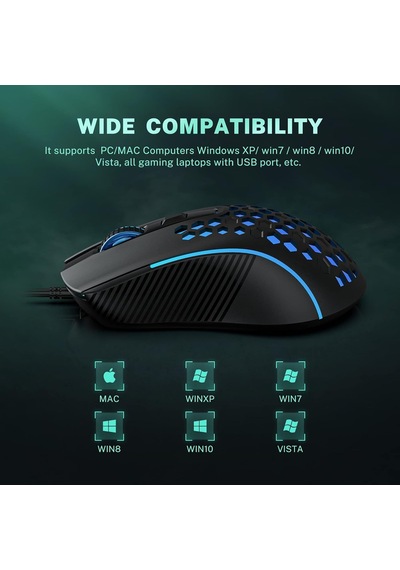 S11 3600dpı Rgb Optik Oyuncu Mouse, Siyah