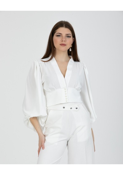 Crop Bluz Beyaz 001