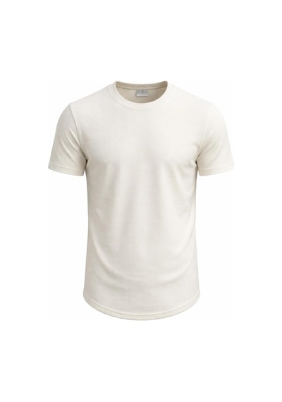 Plus Scorpion Erkek Slim Fit Basic Tişört Esnek, Terletmeyen Pike Dokulu Kumaş Ekru