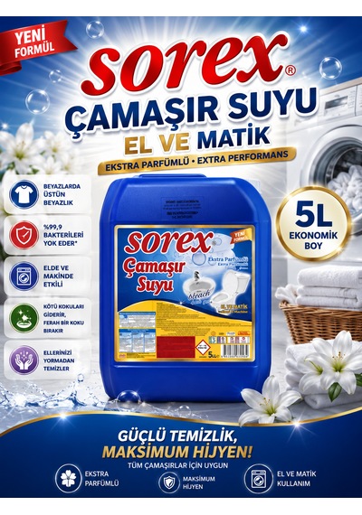 Sorex El Matik Çamaşır Suyu 5 L Çok Amaçlı Temizlik Tekli
