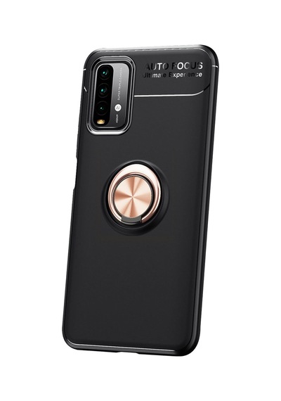 Xiaomi Redmi Note 9 4G Kılıf Yüzüklü Tam Korumalı Silikon Kapak