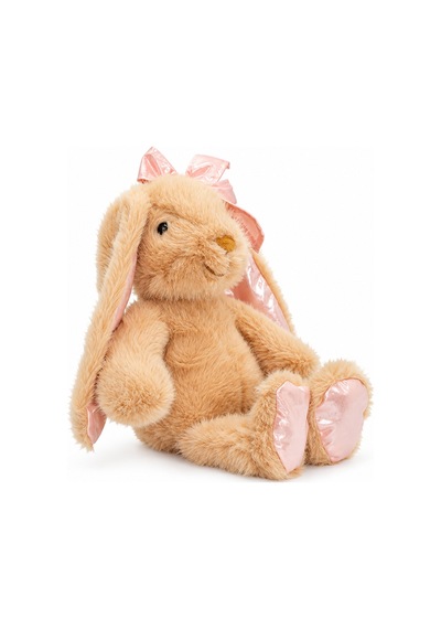 Pembe Fiyonklu Süt Kahve Peluş Tavşan 35 Cm Çok Renkli