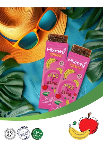 Mixmey Muz Meyve Barı 12 Adet | Atıştırmalıklar – Vegan, Glutensiz, Koruyucusuz (20GR X 12 ADET)