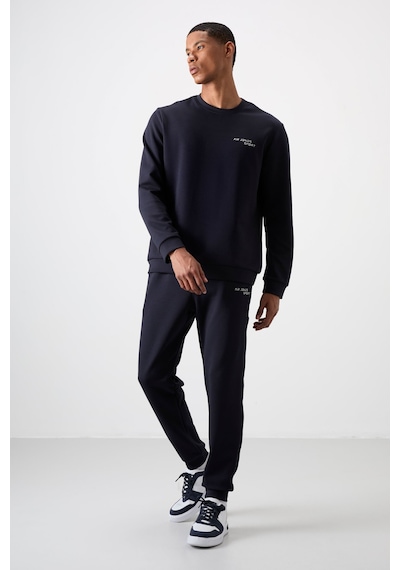 Tommy Life Lacivert Pamuklu Kalın Yumuşak Dokulu Comfort Fit Nakışlı Erkek Eşofman Takım - 85254 Lacivert