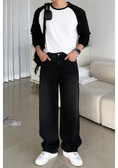 Tarz Cool Erkek Reglan Kol Uzun Kollu Basic Tişört Süprem %100 Cotton Bisiklet Yaka Rahat Kalıp Beyaz