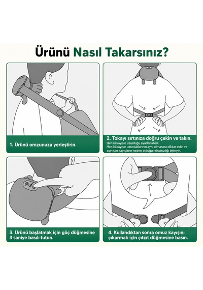 Tln02 Boyun Masaj Aleti Yoğurmalıi Omuz Ve Sırt Masaj Cihazı Isıtmalı Gerçek Hisli 3d