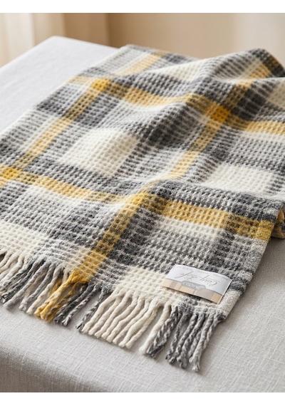 Livoras Home Aksu Cozy Life Pamuklu Tv Battaniyesi 130 X 170cm Plaid Sarı - Gri Gri - Sarı