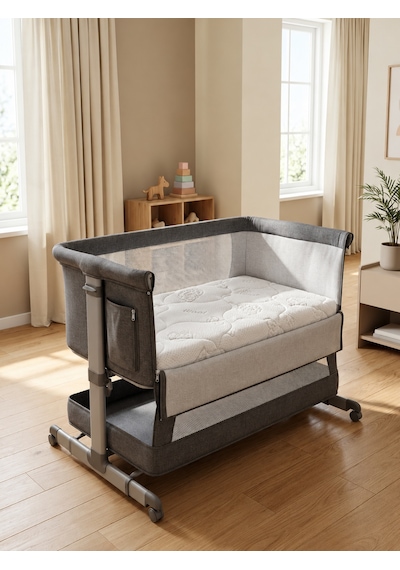 Garga Premium 10 CM Çocuk Yatağı Bebek Yatağı - Yünlü Ortopedik Park Yatak, Beşik & Anne Yanı Uyumlu 60 x 100