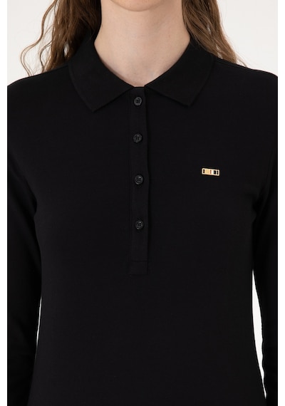 U.S. Polo Assn. Kadın Siyah Basic Polo Yaka Sweatshırt 50313593-VR046