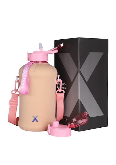 Roxform Suluk Matara 2200 Ml, Premium Pp Malzeme, Sağlıklı Bpa & Bps İçermez, Kılıflı, Çift Kapaklı, Krem Kılıf, Pembe Krem