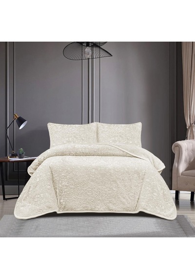 Soft Battaniye Çift Kişilik 220 X 240 Krem Yastık Kılıfı Hediyeli Krem