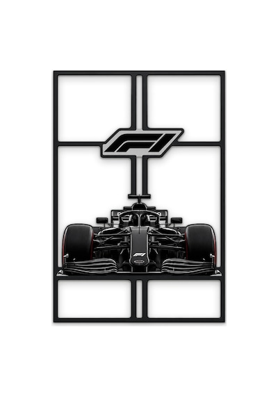 Siyah Formula 1 Yarış Aracı Metal Tablo 34x50 Cm Çok Renkli