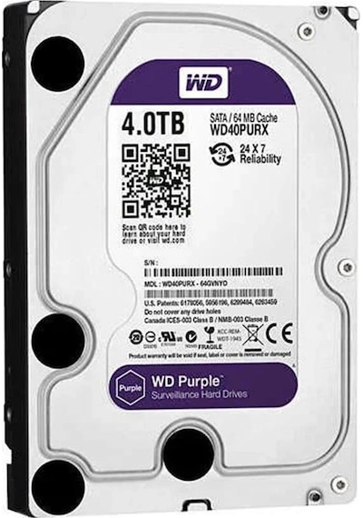 Wd 3.5 Purple WD40PURX 4 Tb Sata3 5400RPM 64 MB 7-24 Guvenlik Harddisk
