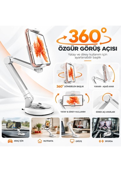 Vantuzlu Araç İçi Telefon Tutucu 360 Döner Stand Sp-34 2 Mixed
