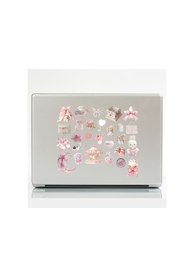 57 Adet Coquette Kawaii Tatlı Pembe Sticker Seti - Etiket Seti Scrapbook Bullet Journal