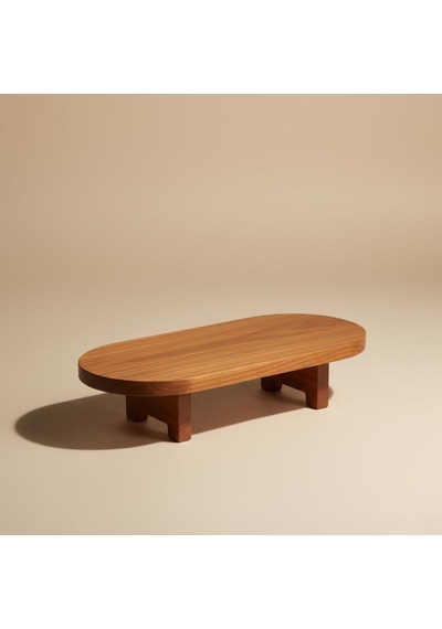 Doğal Akasya Ayaklı Oval Kesim Panosu Ve Sunum Tahtası - 33 Cm Et, Peynir Ve Ekmek Servisliği - Dekoratif Ahşap Mutfak Standı Çok Renkli