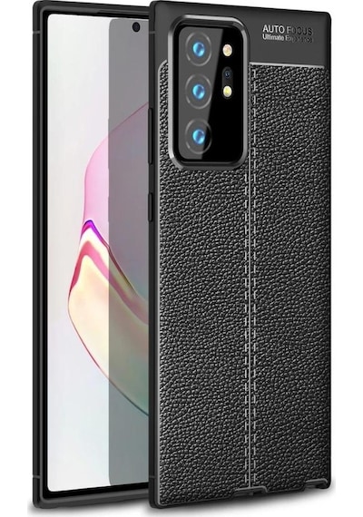 Samsung Galaxy Note 20 Ultra Uyumlu Silikon Kılıf Deri Desenli Kamera Korumalı  Kapak