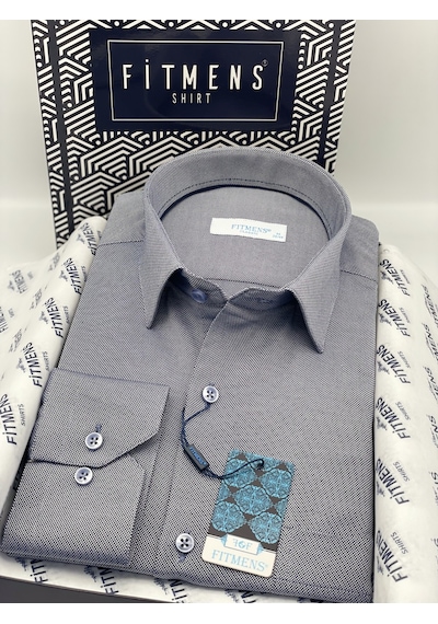 Klasik Uzun Kol Oxford Hediye Kutulu Kolay Ütülenebilir Erkek Gömlek Fs-001254 - İndigo-1386 Indigo