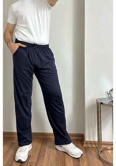 Erkek Pamuklu Cepli İpli Lastikli Bel Pijama Altı Eşofman Lacivert