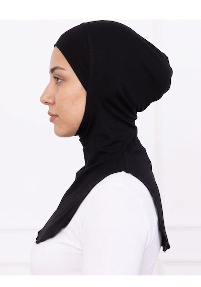 Alivascarf Siyah Ninja Bone Boyunluklu Likralı Sporcu Bonesi Kadın Pratik Tesettür Hijab Başörtü