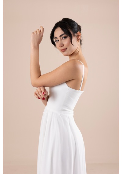 Berissima Bride Kalp Yaka Şifon Askılı Nikah & Dış Çekim Elbisesi Kırık Beyaz Kırık Beyaz Berissima Bride Kalp Yaka Şifon Askılı Nikah & Dış Çekim Elbisesi Kırık Beyaz Kırık Beyaz