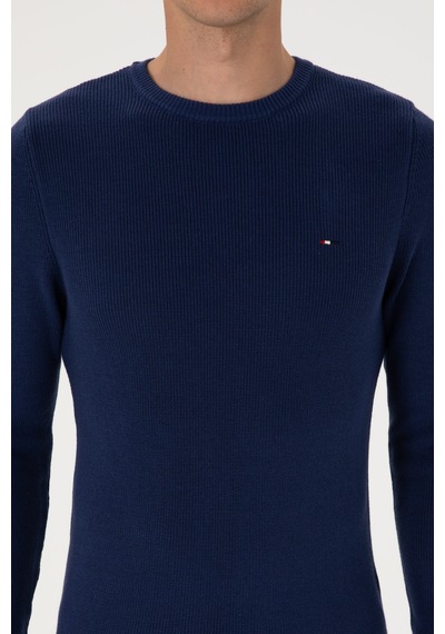 U.S. Polo Assn. Erkek Slim Fit Bisiklet Yaka İndigo Basic Kazak 50313667-VR028