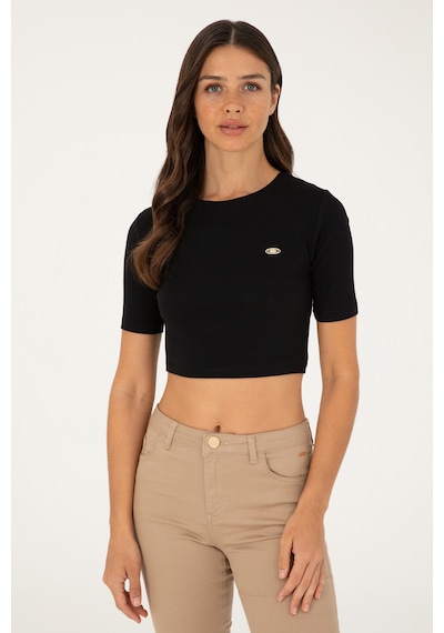 U.S. Polo Assn. Kadın Siyah Bisiklet Yaka Crop Tişört 50281813-VR046 U.S. Polo Assn. Kadın Siyah Bisiklet Yaka Crop Tişört 50281813-VR046