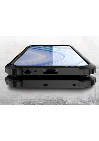 Noktaks - Xiaomi Uyumlu Xiaomi Redmi Note 9 - Kılıf Çift Katman Zırh Tank Crash Military Kapak - Mavi
