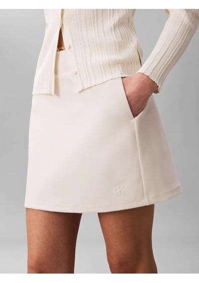 Calvin Klein Interlock Mını Skırt Beyaz Kadın Mini Etek