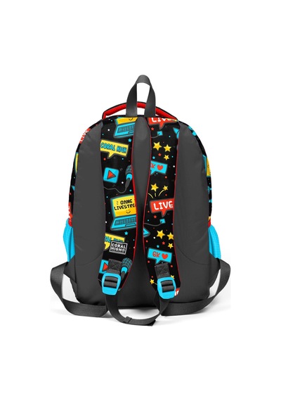 Coral High Kids Siyah Mavi Gamer Desenli 3'lü Okul Çanta Seti Set0123659