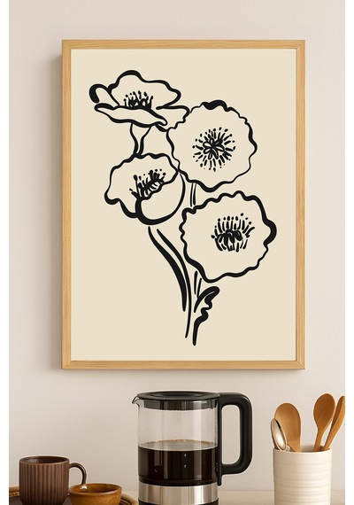 Bloom Ahşap Çerçeveli Poster, Dekoratif Sanatsal Duvar Tablosu