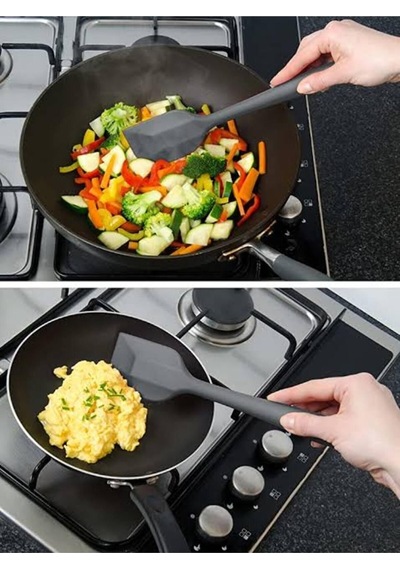 Gri Silikon Spatula Isıya Dayanıklı Yanmaz Yapışmaz Çizmez 27cm Silikon Gri Diğer