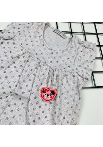 Mnk Baby & Kids Mnk Ayıcıklı Penye Kız Çocuk Elbise Gri