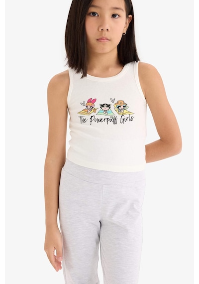 DeFacto Kız Çocuk PowerPuff Girls Bisiklet Yaka Atlet E6520A825HSER99 Ekru