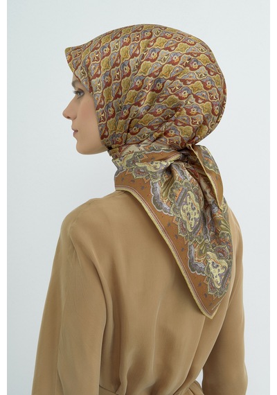 Armine Saf İpek Sura Eşarp-2026 İlkbahar-yaz- 951800d Taba-yeşil
