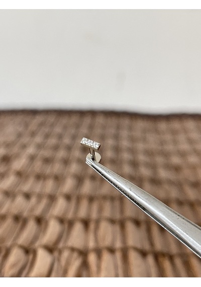 Gerçek Titanium G23 Üçtaş Zirkon Titanyum 6x1.2mm Bedenilabret Piercing Gümüş