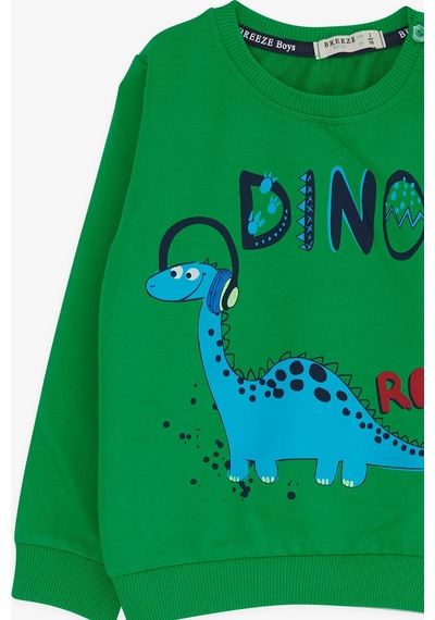 Breeze Erkek Çocuk Eşofman Takımı Dinozor Baskılı 1.5-5 Yaş, Yeşil