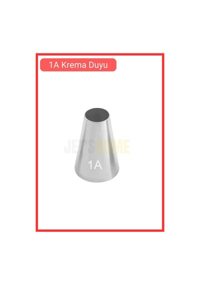 1a Yuvarlak Desen Krema Duyu Büyük Boy Pasta Duyu Paslanmaz Çelik Krema Torbası Ucu 2.5x1.4x3.7 Cm Metalik Gri