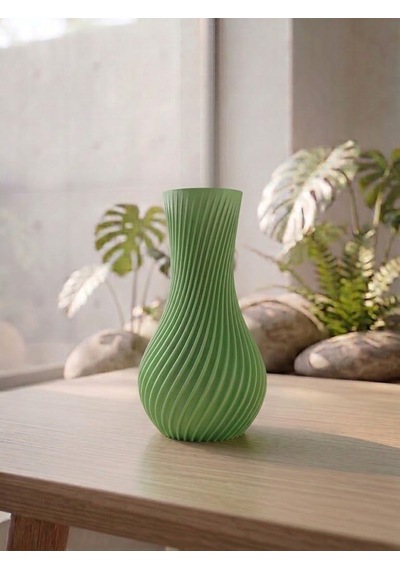 Dekoratif Vazo, 15 Cm, 3d Baskı Yeşil