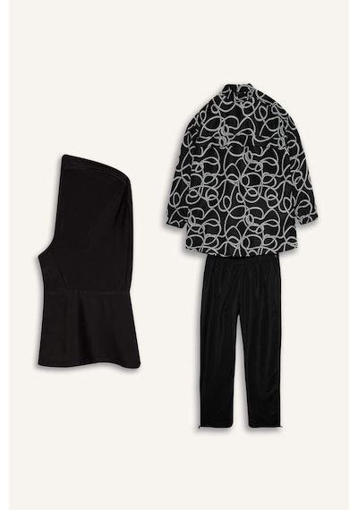 Defacto Regular Fıt Baskılı 3lü Burkini Mayo G8874ax26smbk27 Siyah-bk27