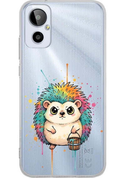 General Mobile 23se İle Uyumlu Splash Kirpi Tasarımlı Şeffaf Silikon Kılıf 051f