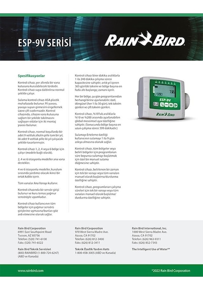 Rain Bird Yeni Esp 9v Pilli Kontrol Ünitesi Zamanlayıcı 4 Istasyon Toptancı Ticaret
