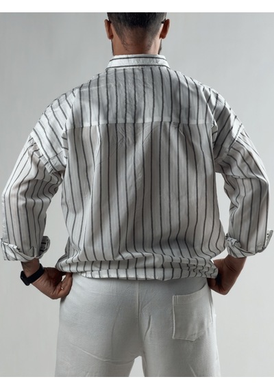 Cocopelli Çizgili Beyaz Erkek Gömlek Coc3274
