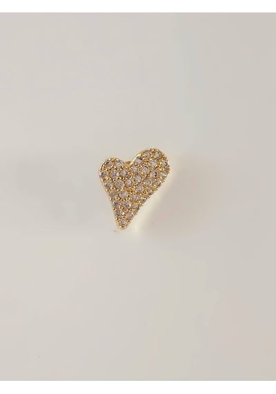 Eva Takı Store Kalp Zirkon Taşlı Model Kıkırdak Tragus Helix Piercing Gold Altın Renk Küpe Altın