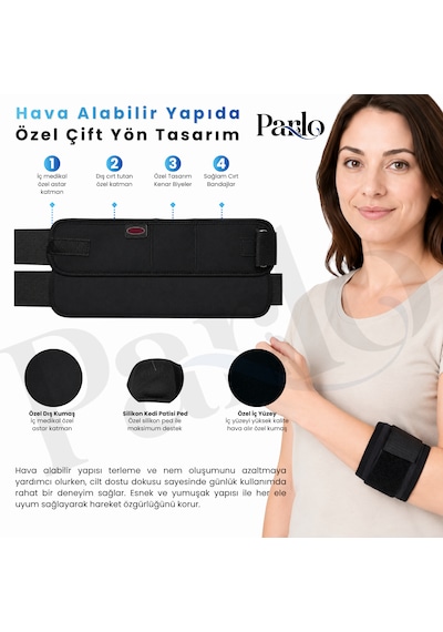 Epikondilit Bandı Ayarlanabilir Silikon Pedli Dirsek Destek Bandı