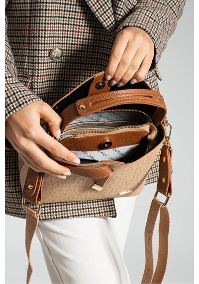 Just Polo Kadın Günlük Kullanıma Uygun Şık El Ve Omuz Çantası Shoulder Bag Kum - Taba