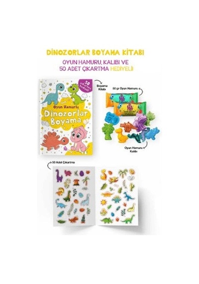 Dinozorlar Boyama Kitabı - Oyun Hamuru, Oyuncak Ve Çıkartma Hediyeli